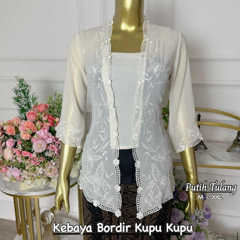 Kebaya / Kebaya Jadi / Kebaya Bali Bordir.Lengan Lonceng Motif Kupu kupu
