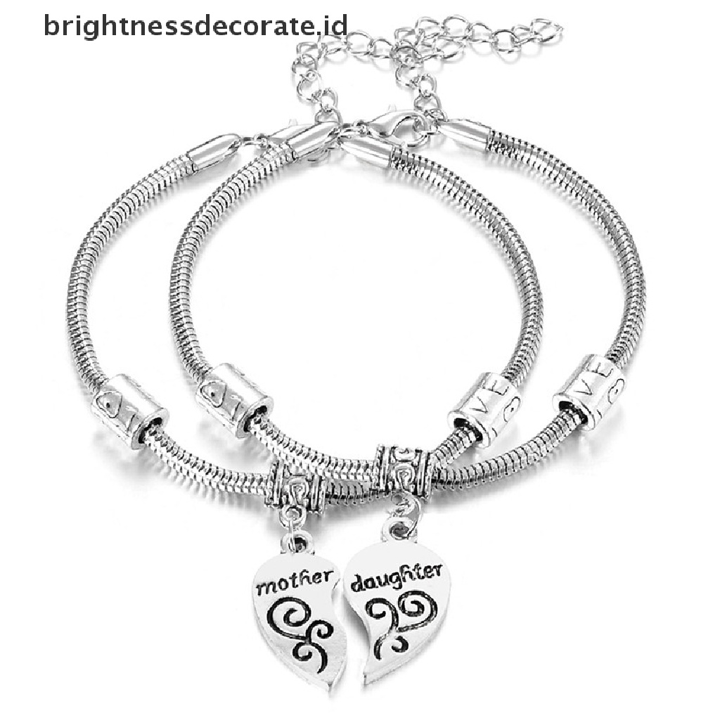 [Birth] 2pcs/set Gelang Bangle Cinta Hati Ibu Putri Pesona Hadiah Perhiasan Keluarga [ID]