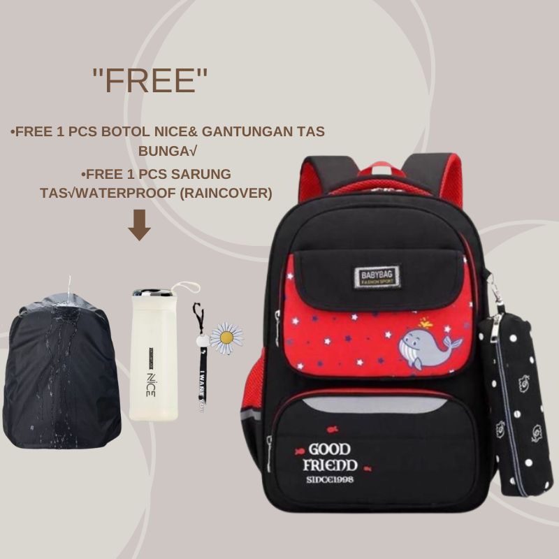 RANSEL PAUS SET 2in1 BACKPACK DOUBLE DECKER TAS ANAK KARAKTER PAUD RANSEL PEREMPUAN LAKI LAKI