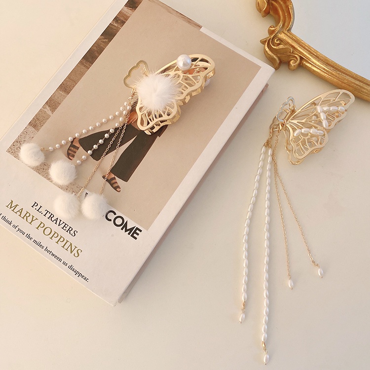 Korea Chantian Kupu-Kupu Liontin Jepit Rambut Peri Mori Logam Jepit Rambut