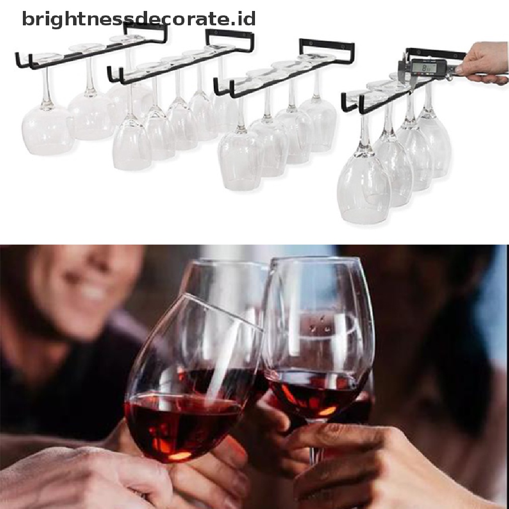 [Birth] 30cm Stemware Wine Glass Rack Dinding Besi Tempa Bisa Tempel Hitam [ID]