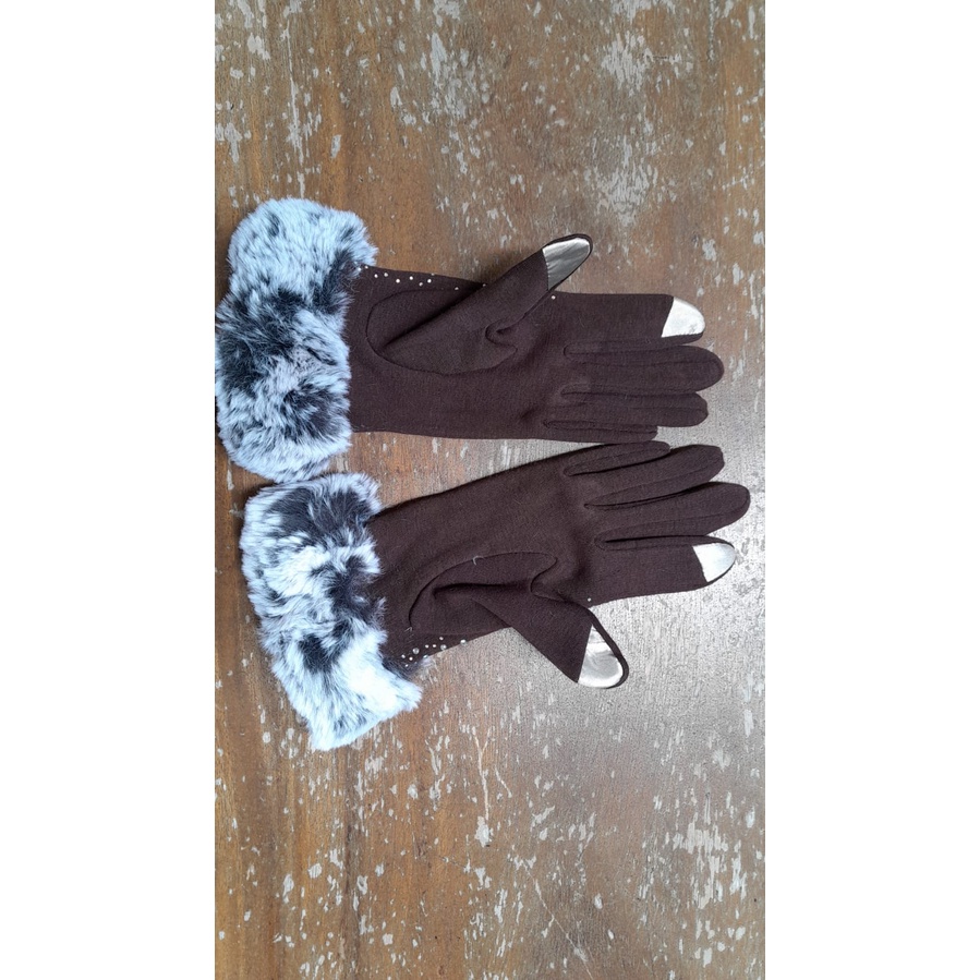 WOMAN WINTER BEADED GLOVES TOUCHSCREEN SARUNG TANGAN WANITA MUSIM DINGIN LAYAR SENTUH