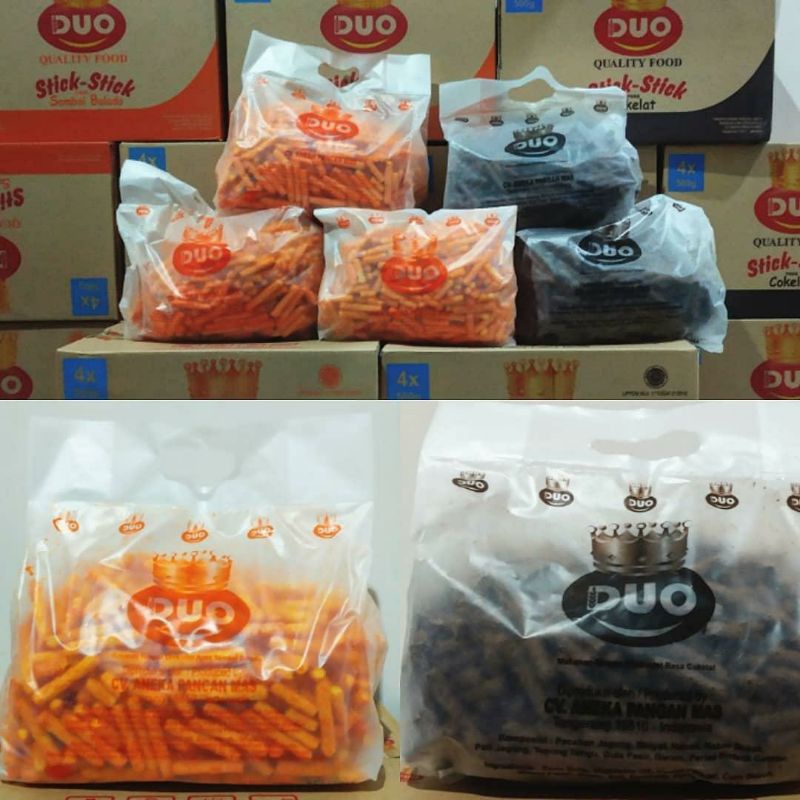 DUO Stik Balado dan Stik Coklat - 500gr / Stik Stik Renyah Gurih Manis Murah / Snack Kiloan