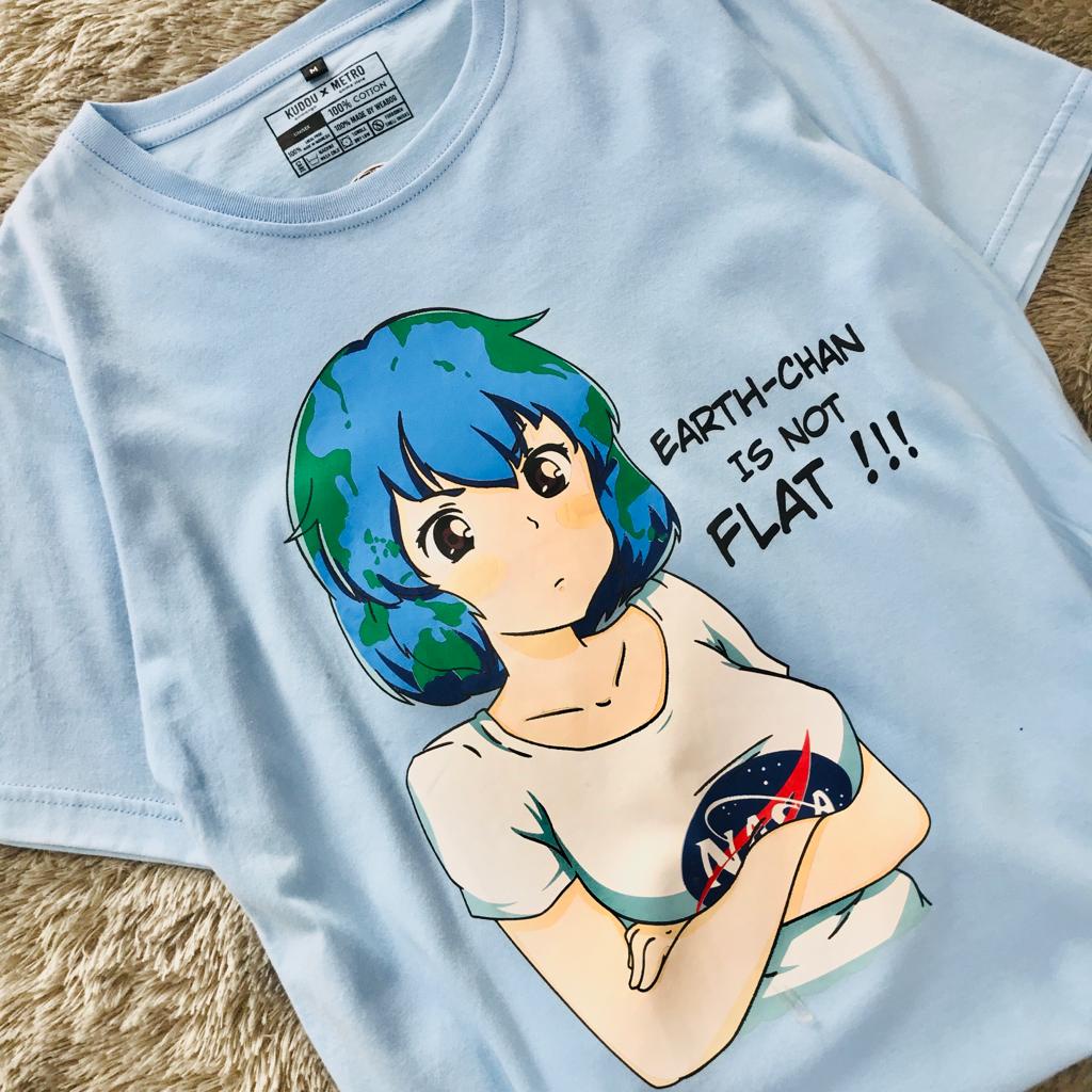 Tshirt Anime Earth chan is not Flat!