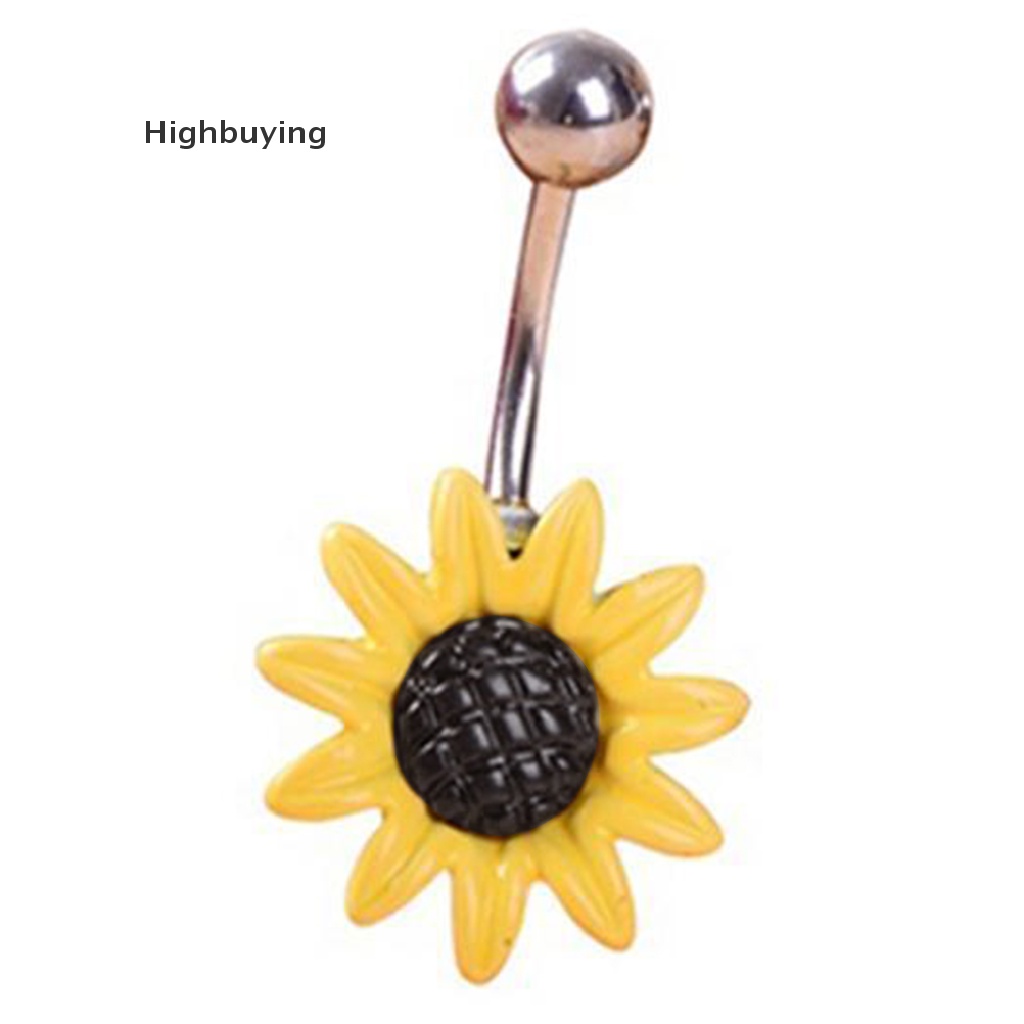 Hbid Fashion Bunga Daisy Menjuntai Belly Button Rings Body Navel Bar Glory