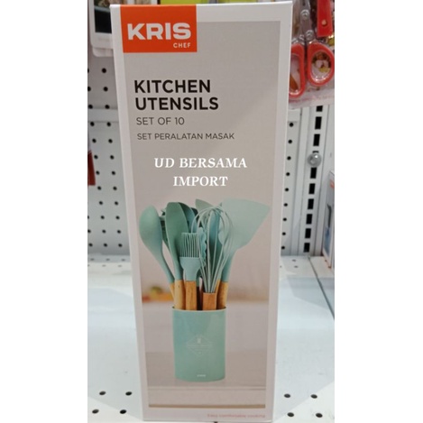 Peralatan Masak Dengan Holder Set 10pcs/Spatula Sutil/Utensil - Hijau