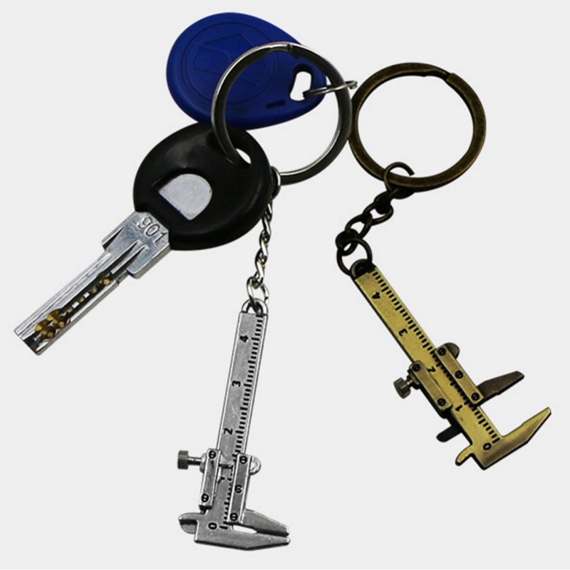 Mini Vernier Caliper Keychain Alat Ukur/Gantungan Kunci Model Simulasi Penggaris Vernier Caliper