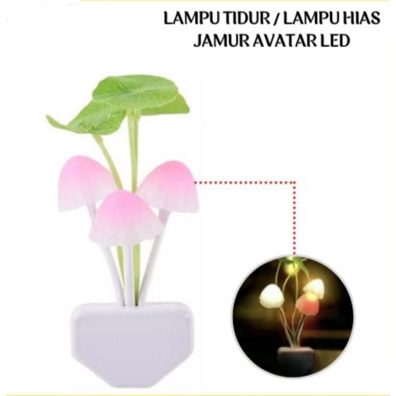 Lampu Tidur LED Sensor Cahaya Lampu Hias Bunga Jamur Kamar Tidur Lamp