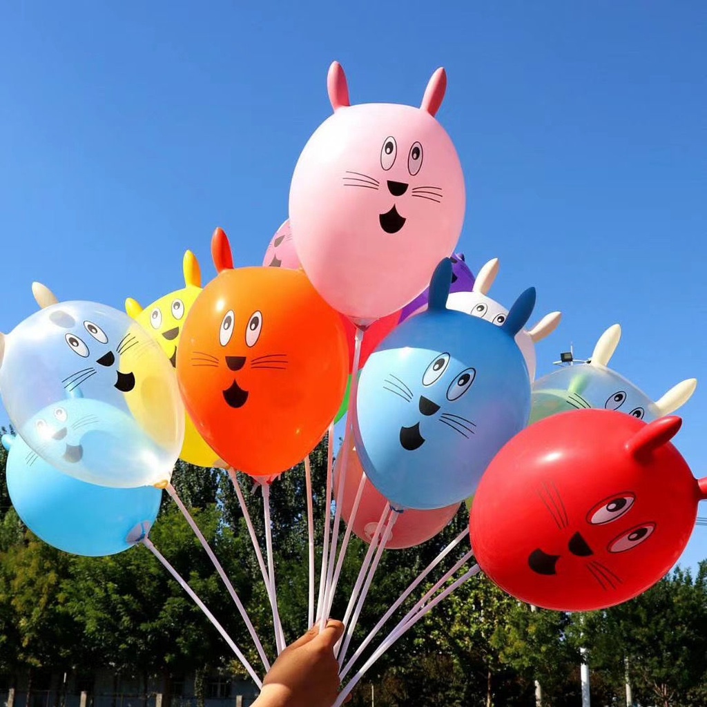 Menebal Besar Kelinci Kepala Balon Lucu Mainan Anak Masa Kini Ulang Tahun Suasana Ornamen Tiup Lateks Kartun Balon Keluarga Sekolah Festival Dekorasi Alat Peraga