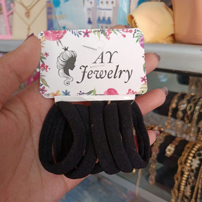KUNCIRAN HITAM KECIL ISI 6PCS / Ikat rambut hitam polos