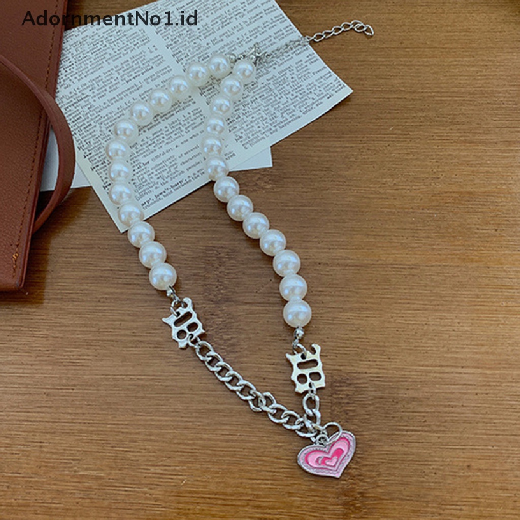 [AdornmentNo1] Kalung Choker Mutiara Hati Liontin Kalung Cinta Mutiara Rantai Kalung Gelang Rantai Tulang Selangka Perhiasan Rantai Fashion Untuk Wanita Dan Anak Perempuan [ID]