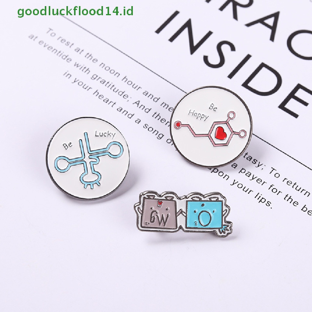 [GOOGFOUR] Pin Enamel Kimia Elemen Formula Molekul Bros Lucu OMG Lucky Badges [TOP]