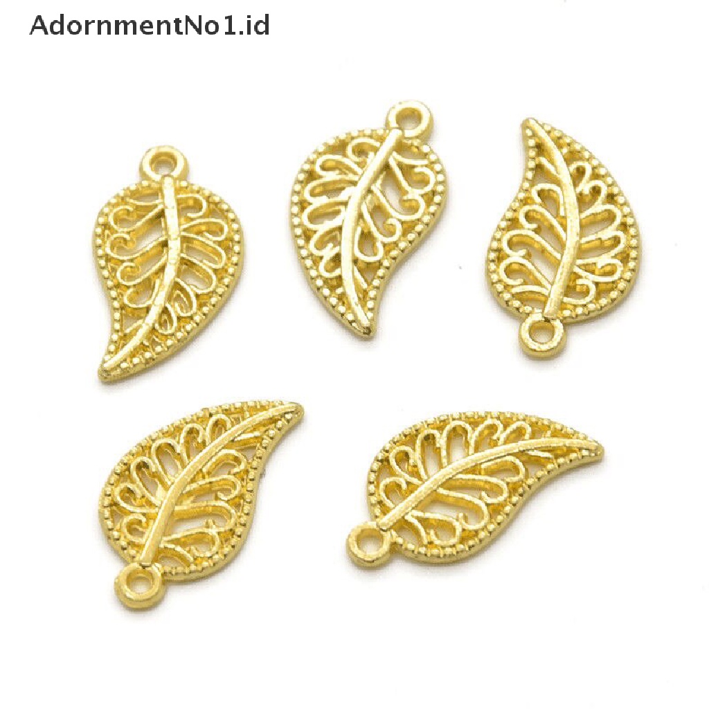 [AdornmentNo1] 100pcs 10x18mm Kerawang Hollow Daun Logam Liontin DIY Wanita Anting Gantungan Kunci [ID]