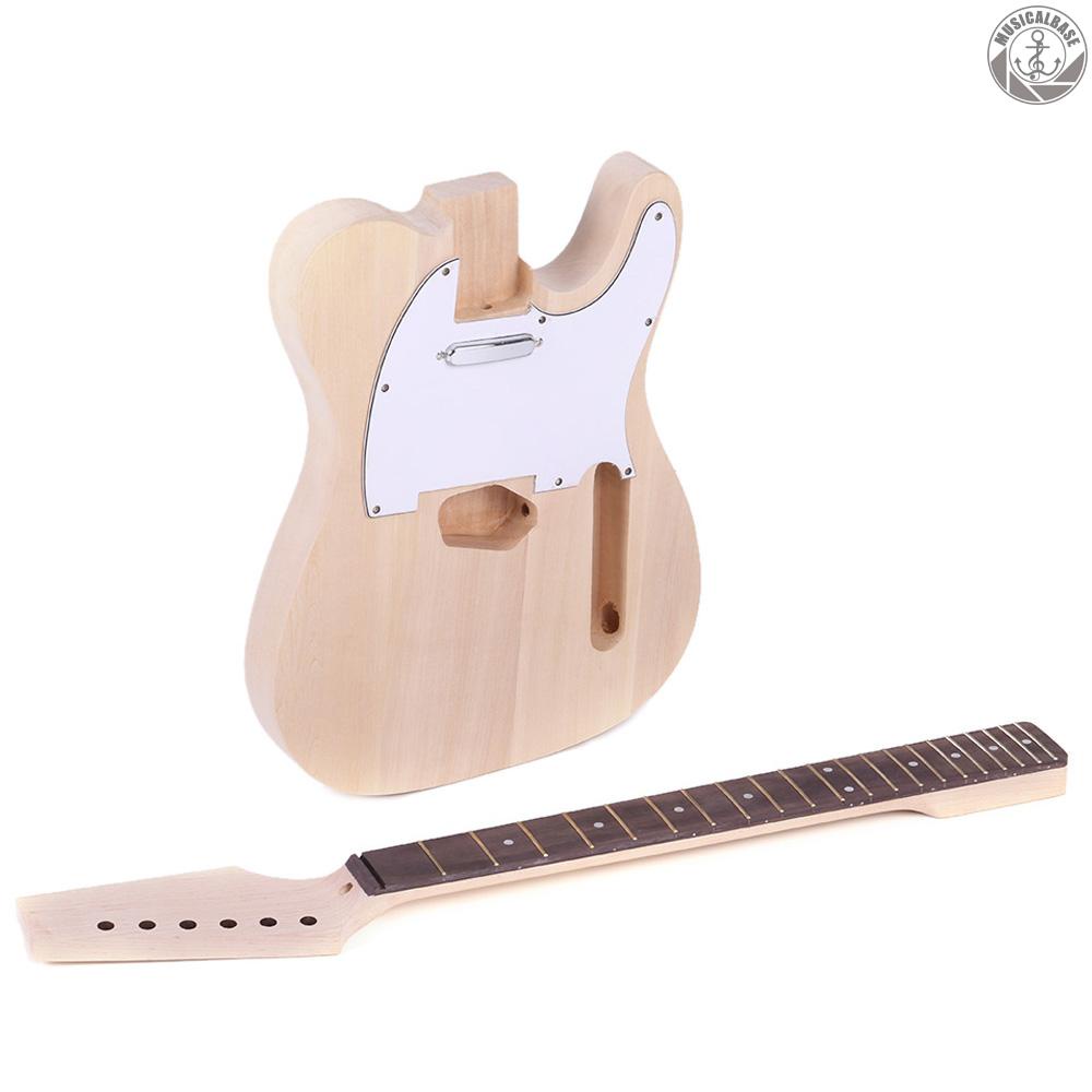 [Dalam Stok] Tele Style Unfinished DIY Kit Gitar Elektrik Basswood Body Maple Neck Rosewood Fingerboard Closed Piano Button Single Pickup Single Coil Pickup 3-gear Switching