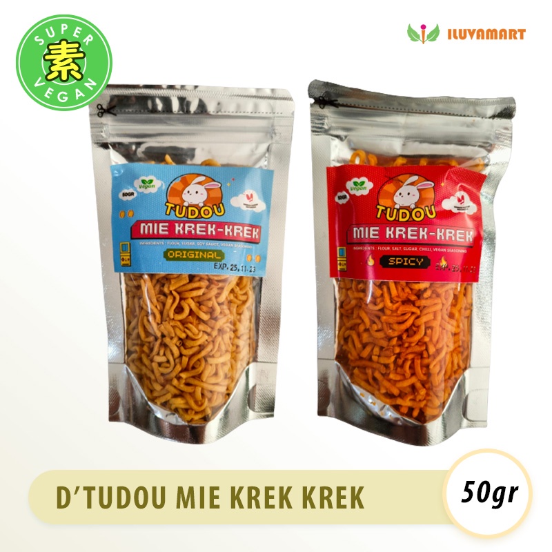 

D'Tudou Mie Krek Krek Vegetarian Vegan 50g Original / Pedas Mie Kremes