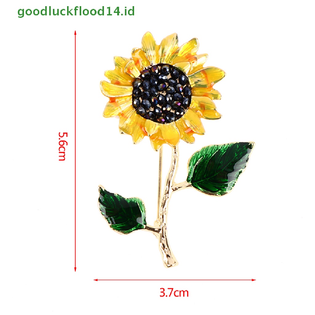 [GOOGFOUR] Enamel Bunga Matahari 2daun Bros Pin Untuk Wanita Fashion Perhiasan Brooch Gift [TOP]