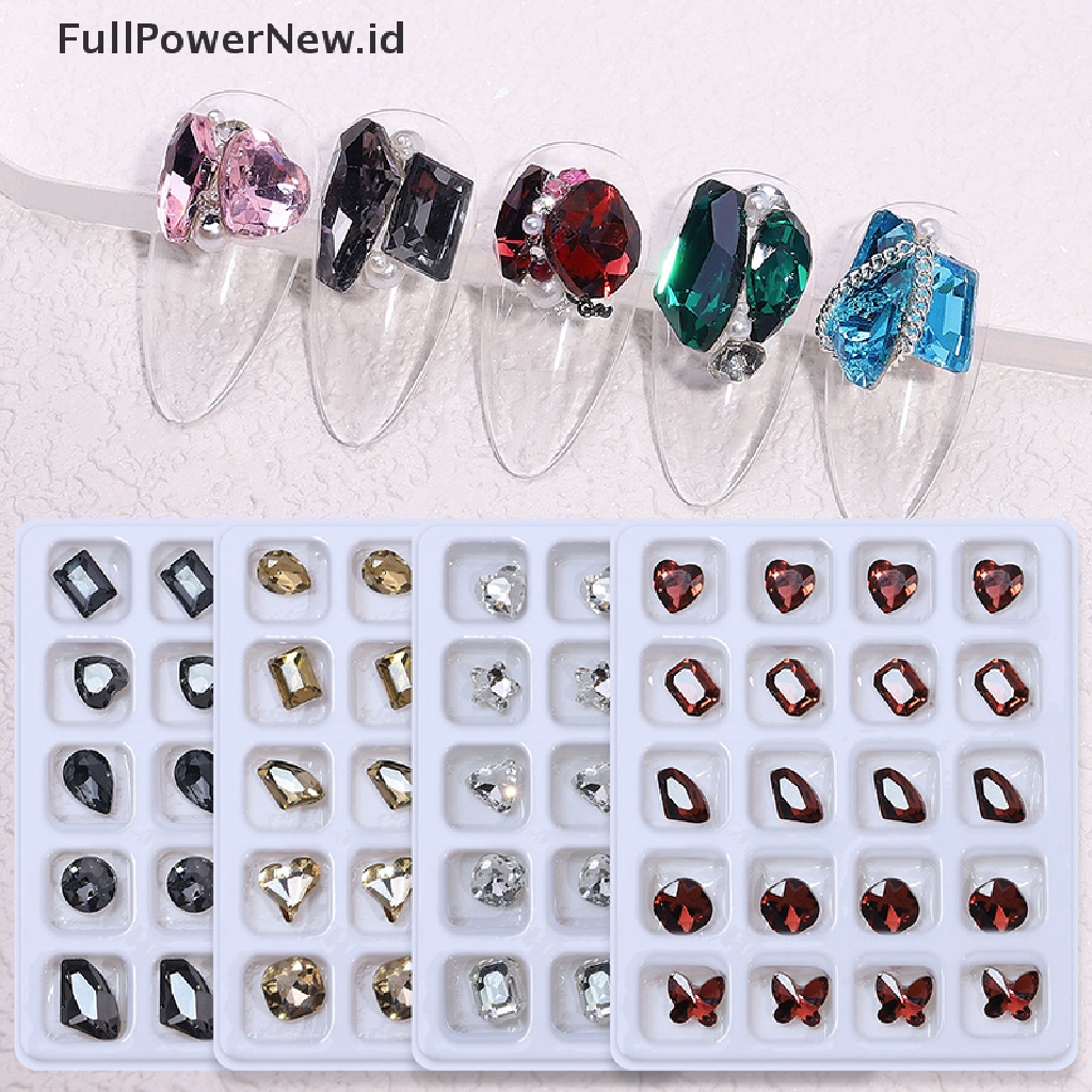 Power 20PCS 3D Nail Art Rhinestones Kristal Batu Warna-Warni Tips Dekorasi DIY ID