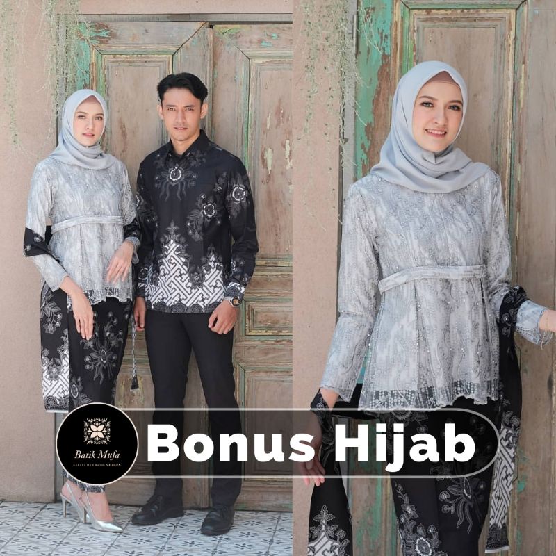 Kebaya batik couple AGHNIA Grey | kebaya wisuda kebaya lamaran, tunangan