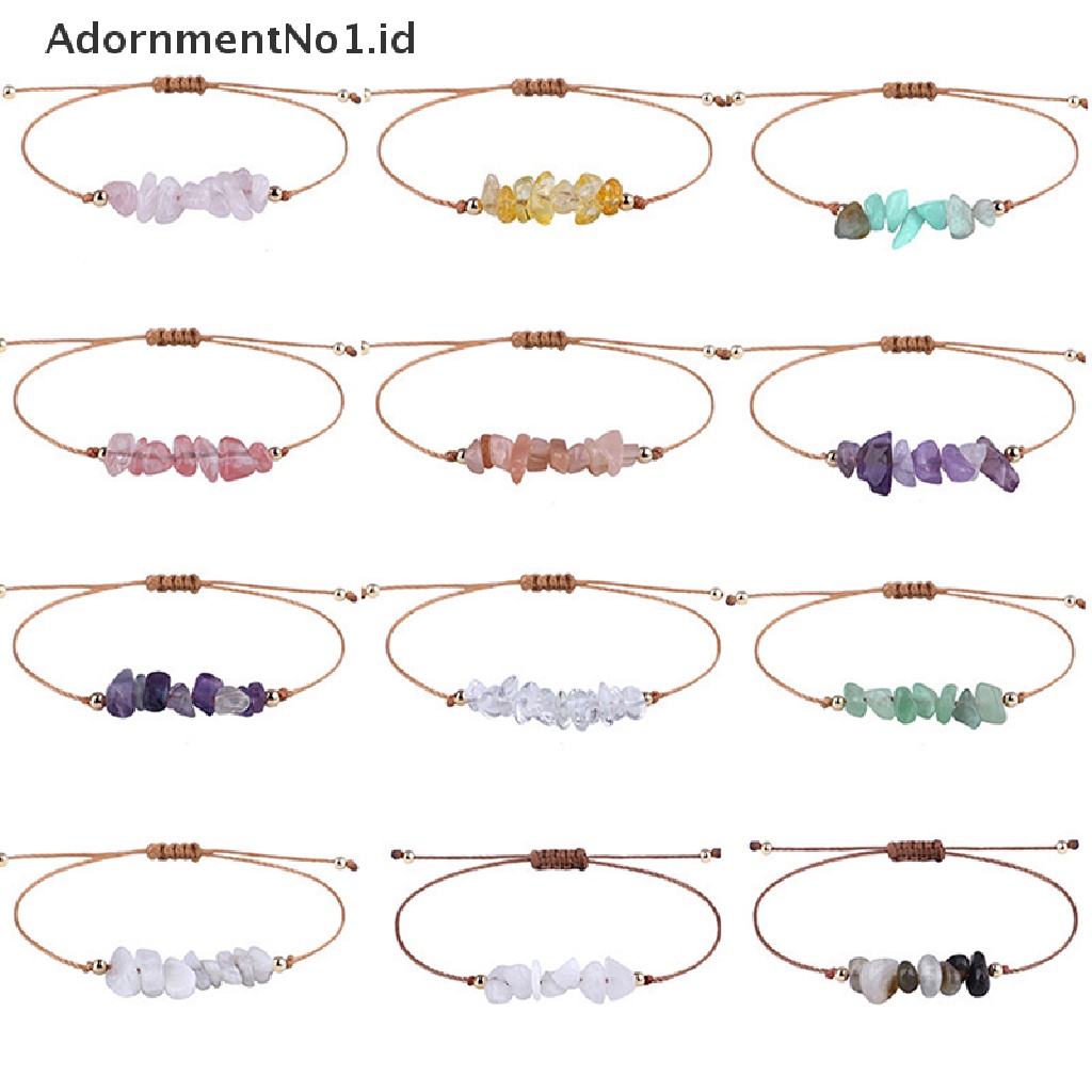 [AdornmentNo1] Gelang Batu Kristal Alami Tidak Teratur Dapat Disesuaikan Amethysts Chips Beads Bracelets Perhiasan Untuk Wanita Pria [ID]