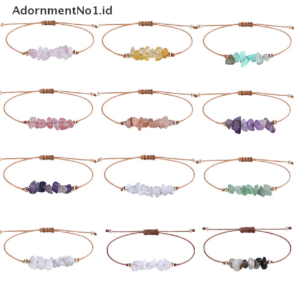 [AdornmentNo1] Gelang Batu Kristal Alami Tidak Teratur Dapat Disesuaikan Amethysts Chips Beads Bracelets Perhiasan Untuk Wanita Pria [ID]