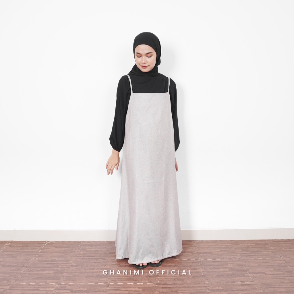 Ghanimi - Amara Dress / Dress Polos Sleeveless / gamis terbaru / dress kondangan kekinian tanpa lengan / dress overall korean style / gamis panjang / dress katun madinah