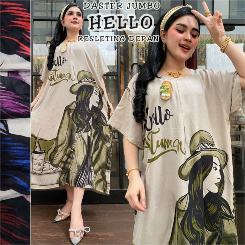 Daster jumbo terbaru hello barby Olla dress busui kancing depan harga murah wanita kekinian