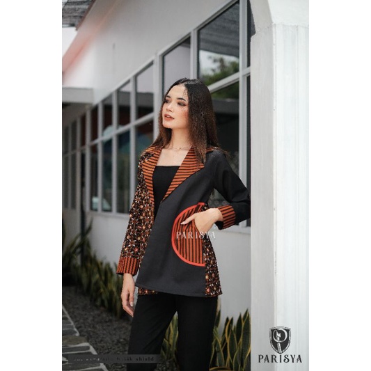 BATIK PARISYA - Cakrawala B00136, Blazer Batik Kantor Blazer Batik Wanita Atasan Batik Kerja