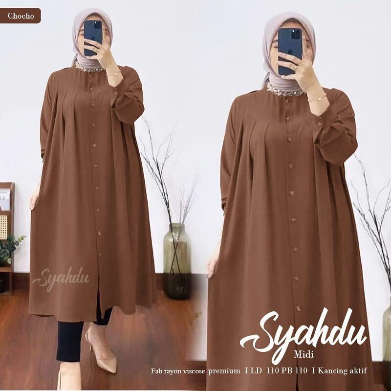 Bajurancak Baju Midi Dress Terbaru Fashion Wanita Muslim Kekinian SYAHDU MIDI DRESS Matt Rayon Viscose Outfit Wanita Dewasa Pakaian Kondangan Gamis Pesta