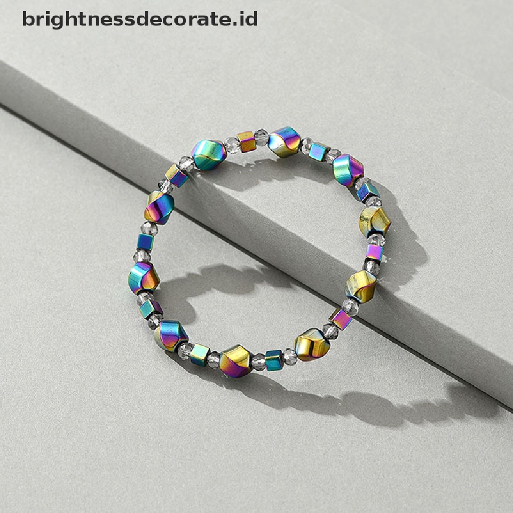 [Birth] Natural Hematite Braceket Anklet Magnet Gelang Pelangsing Sehat Perhiasan Penurunan Berat Badan Wanita Pria [ID]