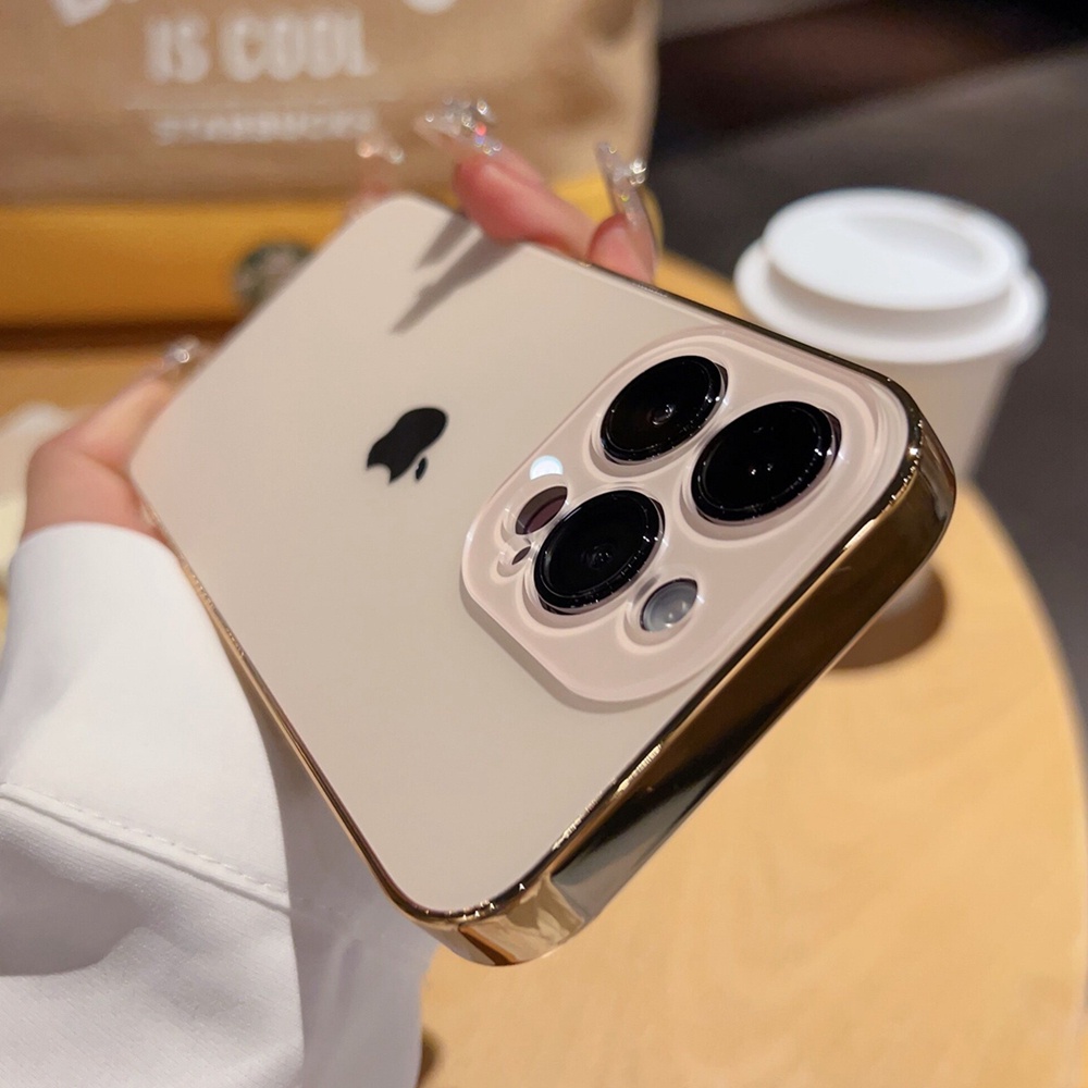 Kualitas Tinggi AG Frosted Tempered Glass Case Untuk Iphone14Plus14 Pro Max13 12 11 Pro MAX Plating Frame Matte Hard Casing iPhone