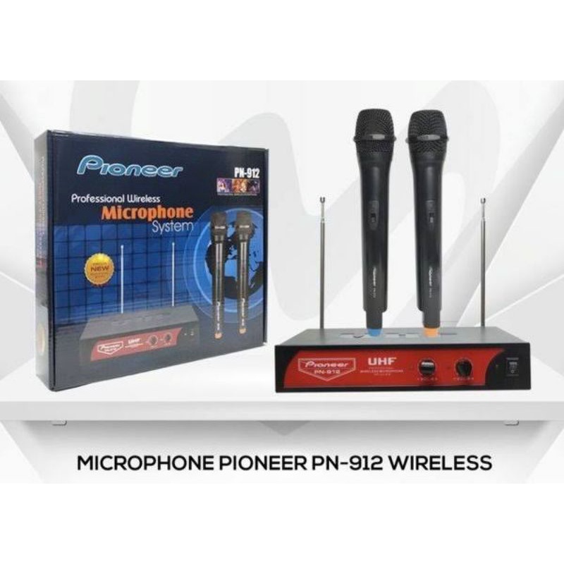 mic wireless pioneer PN 912 double mic handle pioneer PN912 mic tanpa kabel wireless microphone pioneer microphone karaoke mic ktv mic wireless profesional