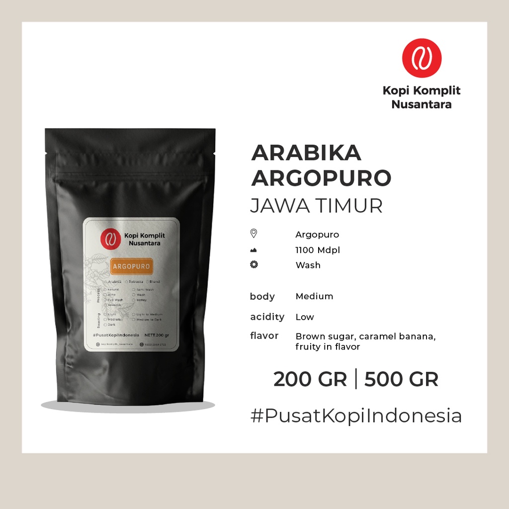 

Arabika Argopuro Medium Roasting - Kopi Biji dan Bubuk