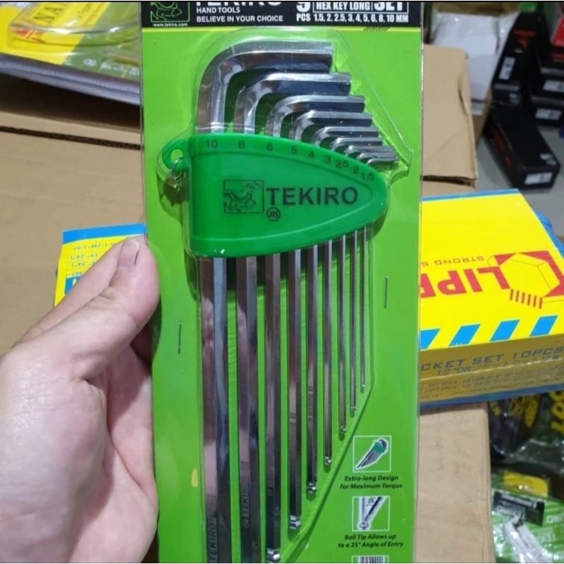 KUNCI L PANJANG TEKIRO BALLPOINT 9PCS BALL POINT HEXAGON KEY  LONG 9 PCS HEX KEY TEKIRO
