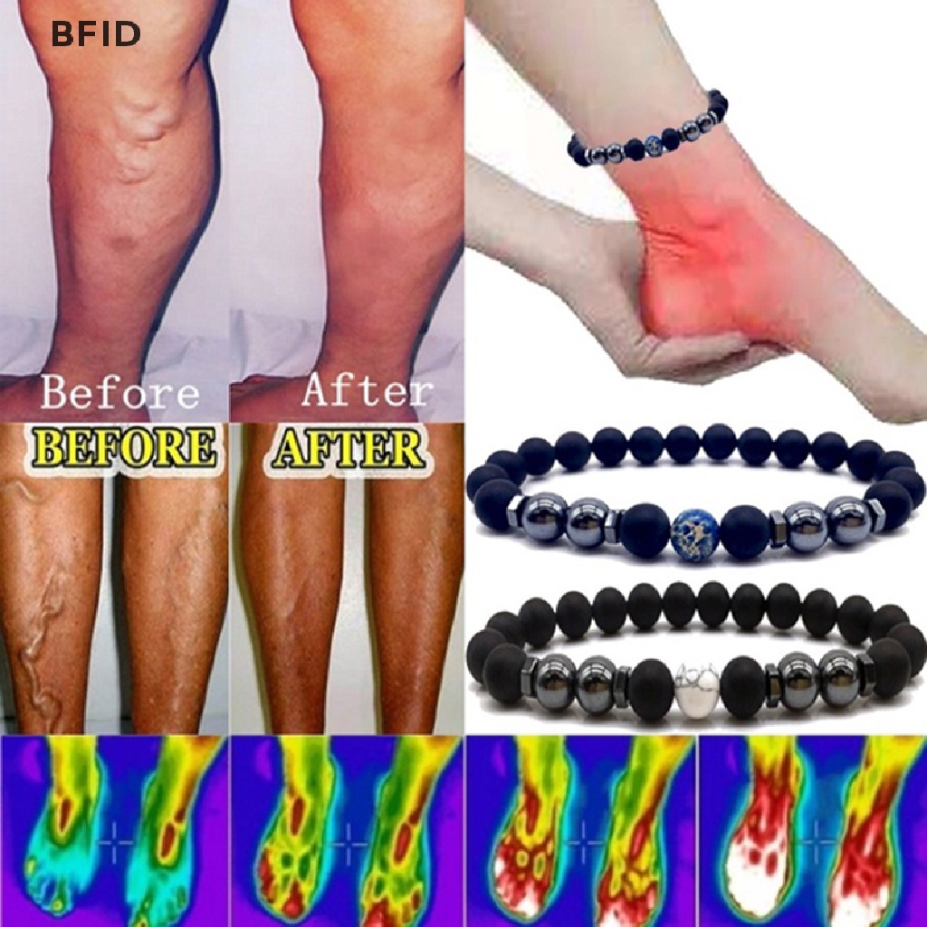 [BFID] Gelang Kaki Magnet Unisex Manik-Manik Batu Hematite Pereda Nyeri Perawatan Kesehatan Perhiasan [ID]