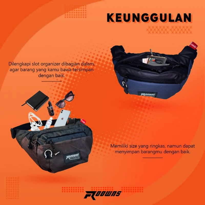 Tas Selempang Xiber Waterproof WaistBag Pria Wanita Bahan Tebal Dan Awet