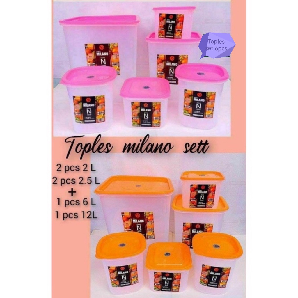 Toples plastik set milano isi 6 pcs / toples plastik