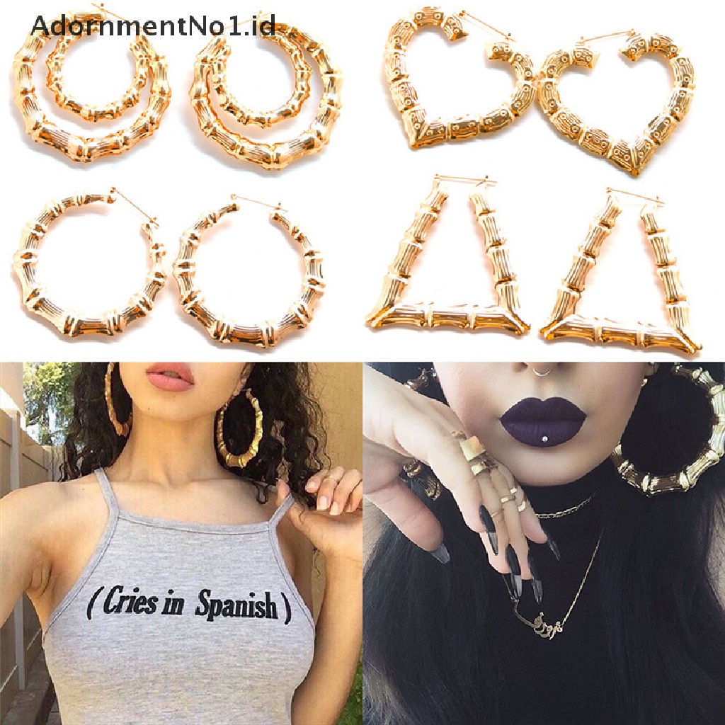 [AdornmentNo1] Anting Bambu Besar Anting Hip-Hop Wanita Hoop/Hoops Lingkaran Telinga [ID]