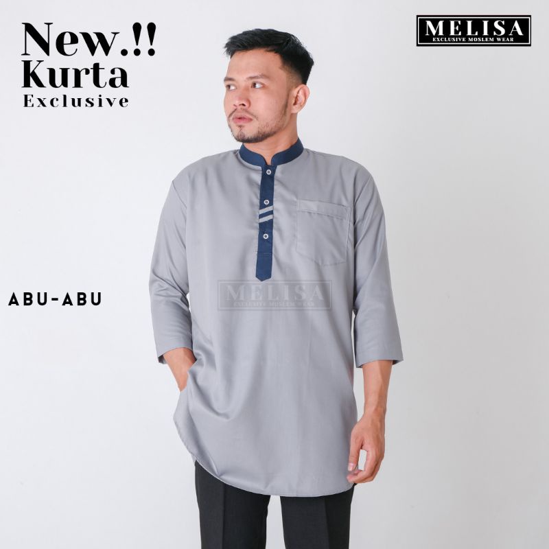 Koko Kurta Dewasa Baju Koko Kurta Pria Lengan 3/4 Warna Abu Abu Bahan Toyobo Super Premium