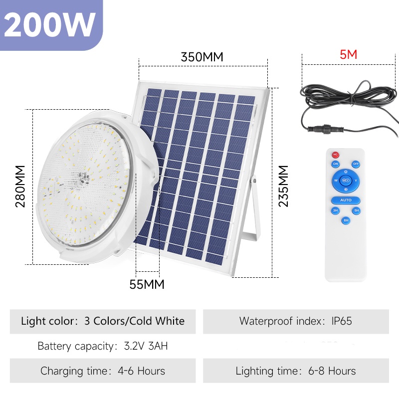 Lampu Langit-langit LED Surya Pencahayaan Dalam Ruangan Rumah Cahaya Putih Lampu Tenaga Surya