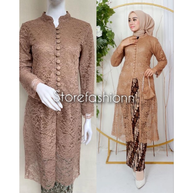 Jual Stelan Brukat Tunik Sanghai Stelan Tunik Kancing Seribu Kebaya Nikahan Kebaya Wisuda Modern