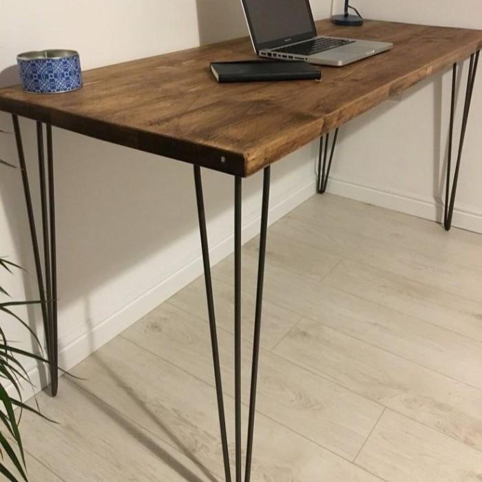 hairpin leg desk - meja kerja kayu solid kaki besi
