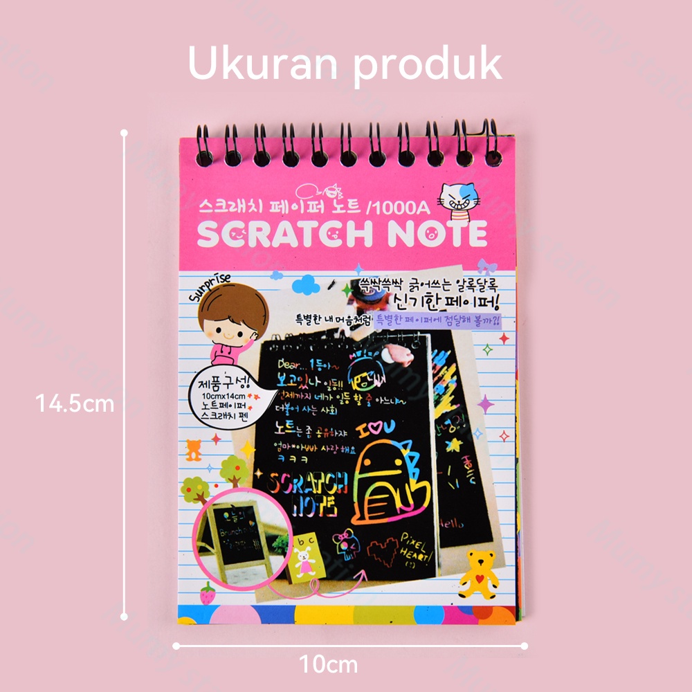 Mumystation mainan edukasi Black Cardboard Buku Magic Colourful Scratch Note