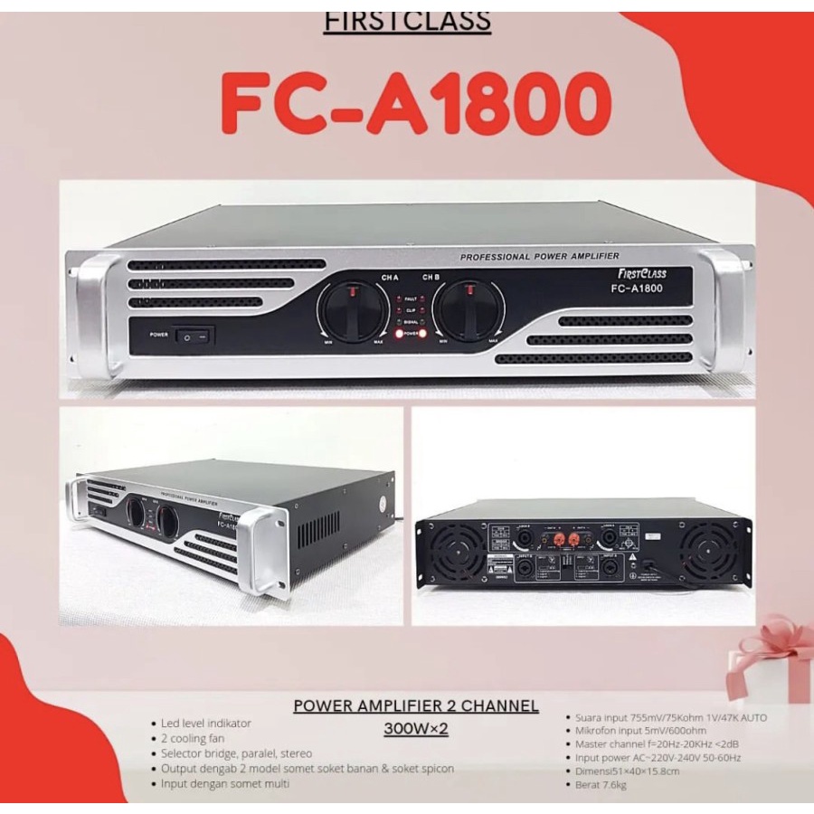 Professional Power Amplifier Firstclass FC A1800  FCA 1800