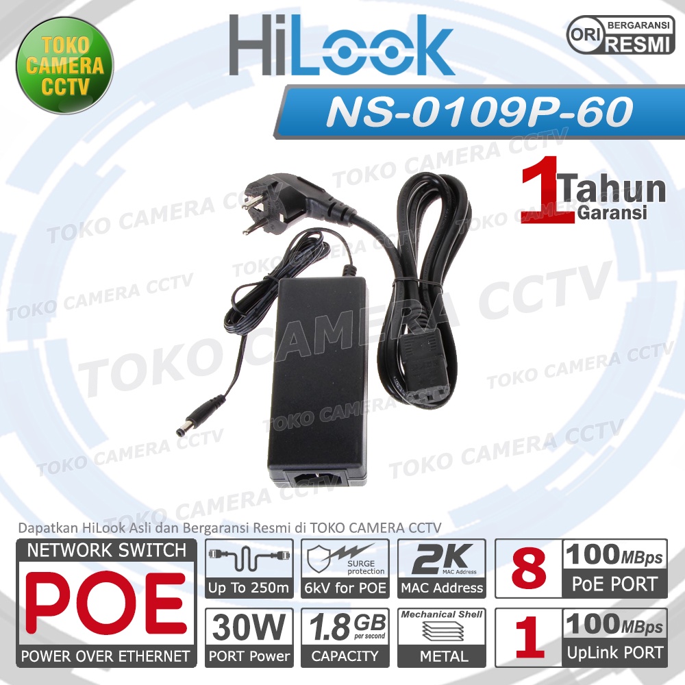 SWITCH POE HILOOK 8 PORT 1 UPLINK FOR IP CAMERA