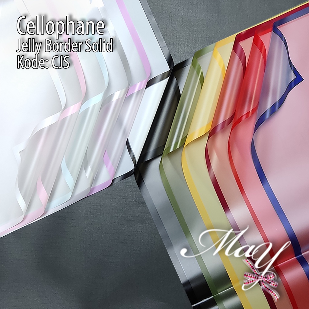 

20 lembar Cellophane Jelly Transparan dengan border warna Flower Wrapping Bungkus Bunga Buket (CJS)