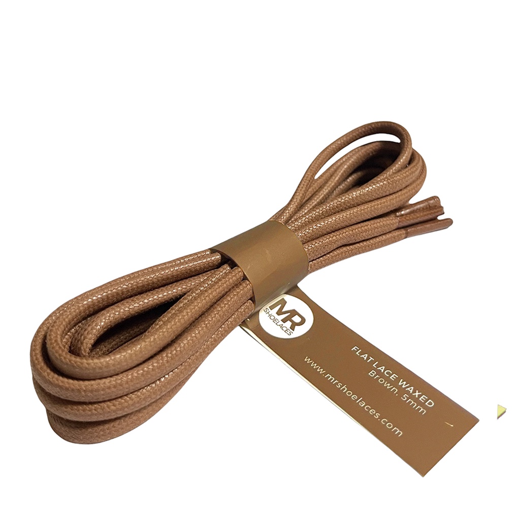 MR Shoelaces BE09 Brown (Coklat) Tali Sepatu Lilin Oval 3.5mm (Waxed Laces) 50cm 80cm 100cm 120cm 150cm - Coklat Tua