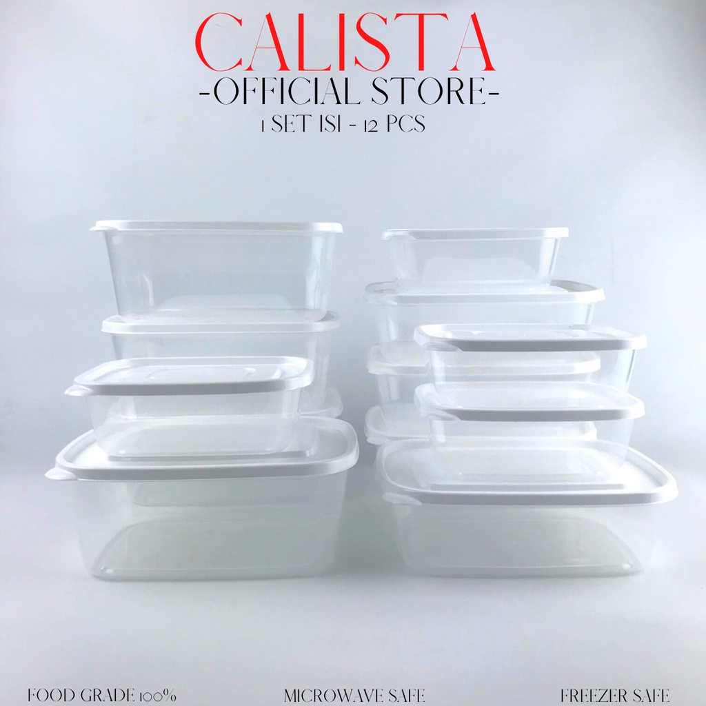 TOPLES PLASTIK BENING SET CALISTA FURANO PUTIH TRANSPARANT SET ISI 12PCS TEMPAT WADAH PENYIMPANAN MAKANAN FOOD KONTAINER PREP PREPARATION KULKAS SET