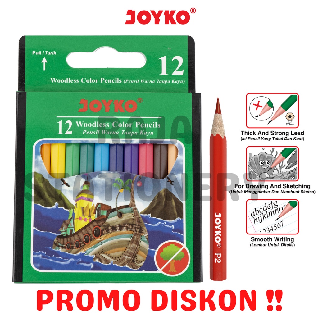 

JOYKO COLOUR PENCIL 12 COLOURS PENSIL WARNA JOYKO 12 WARNA PENDEK PROMO CP-107