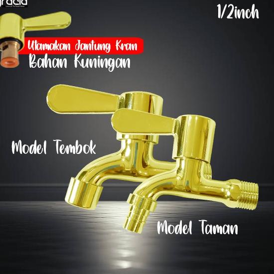 Depan Kran Air 1/2 Inch Gold / Keran Tembok / Kran Taman Tembok 1/2inch Gold / Kran Gold / Kran Tembok 1/2 inch