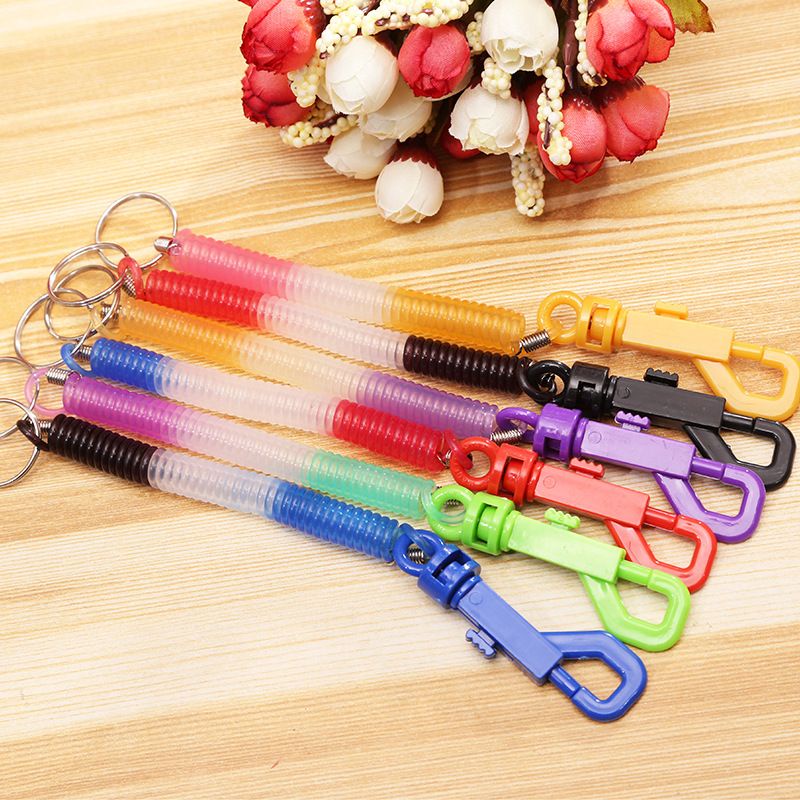 Gantungan kunci tali spiral karet per elastis kecil keychain murah berguna (String with Key Holder) bisa digantung di dompet, motor, tas, dll